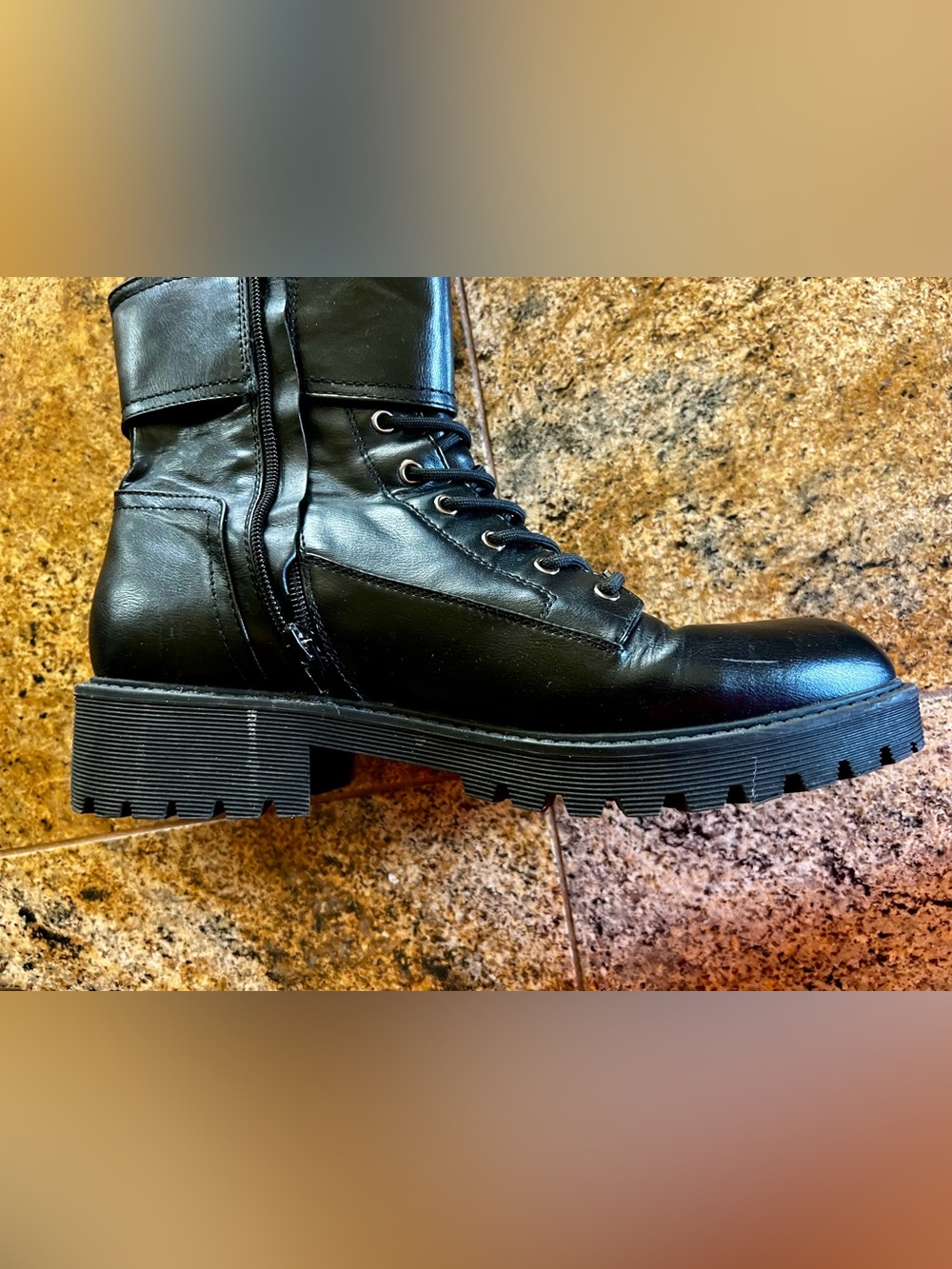 GBG Los Angeles Black Over-the-Knee Lace-Up Combat Boots - Picture 4 of 9